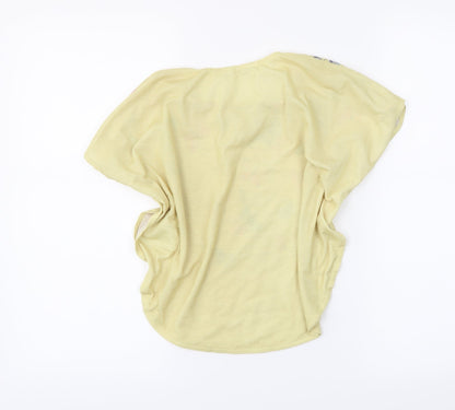H&M Girls Yellow Floral  Basic T-Shirt Size 7-8 Years  - butterflies