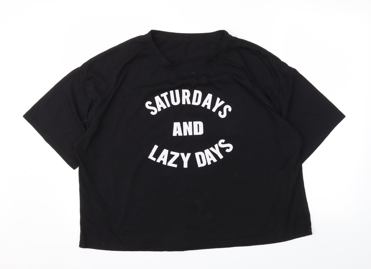 Womens UK Size 4XL Preworn Black Cropped T-Shirt