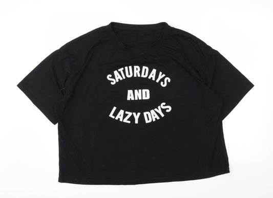 Womens UK Size 4XL Preworn Black Cropped T-Shirt
