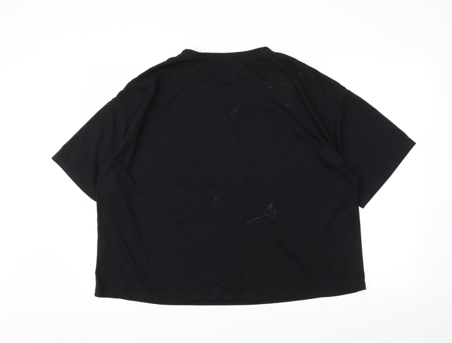 Womens UK Size 4XL Preworn Black Cropped T-Shirt