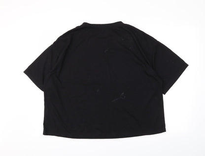 Womens UK Size 4XL Preworn Black Cropped T-Shirt