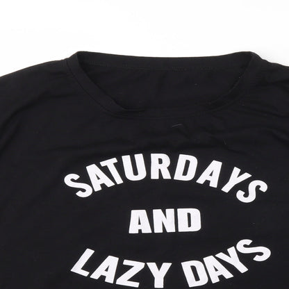Womens UK Size 4XL Preworn Black Cropped T-Shirt