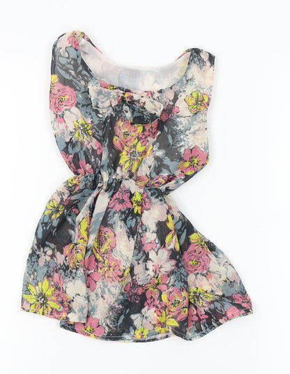 Preworn Girls Pink Floral  A-Line  Size 2-3 Years