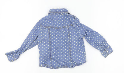 denim Co Girls Blue Polka Dot Denim Basic Button-Up Size 2-3 Years