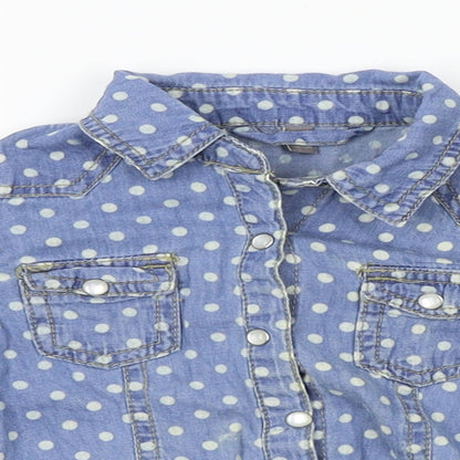 denim Co Girls Blue Polka Dot Denim Basic Button-Up Size 2-3 Years