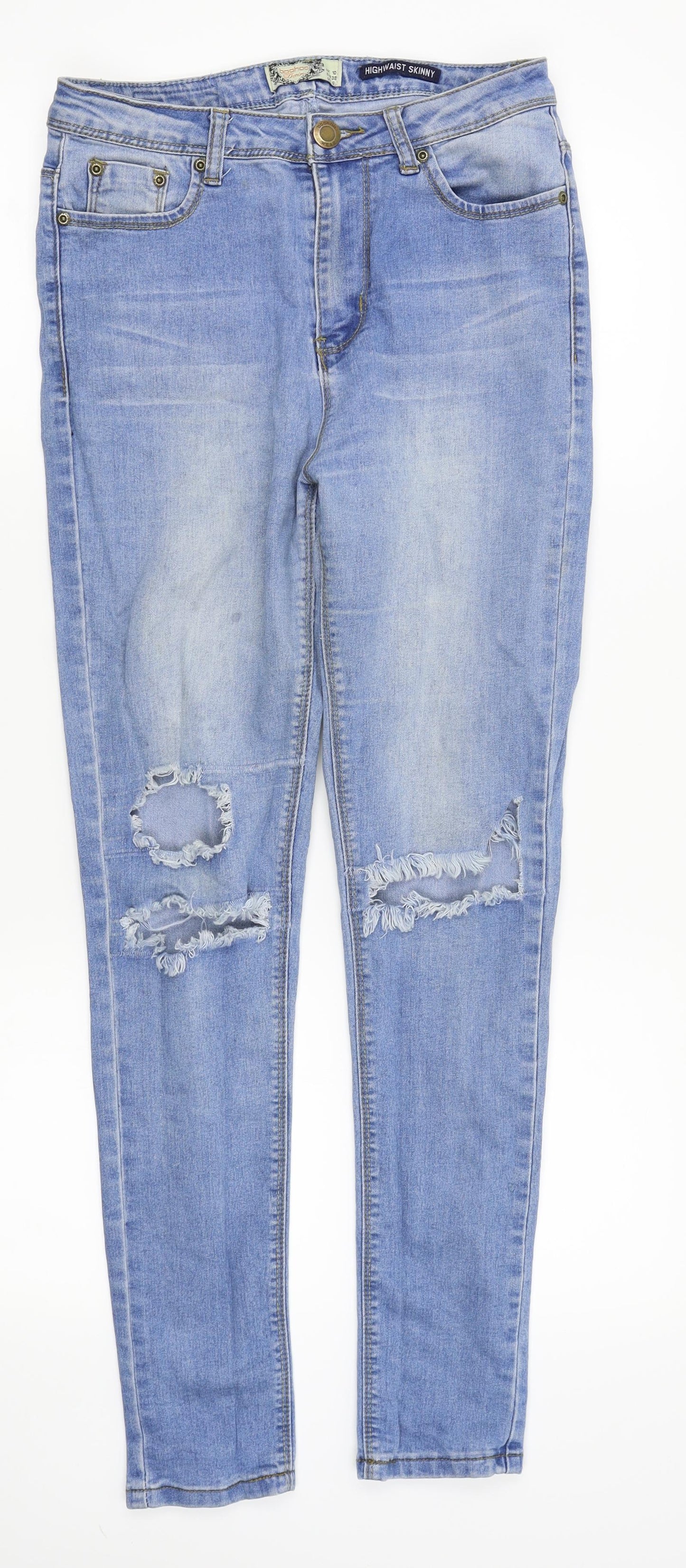 Boohoo Womens Blue  Denim Skinny Jeans Size 10 L28 in