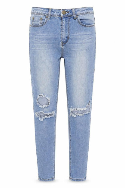 Womens UK Size 10 Boohoo Regular Fit Skinny Blue Jeans
