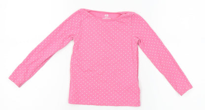 H&M Girls Pink Polka Dot  Top Pyjama Top Size 2-3 Years