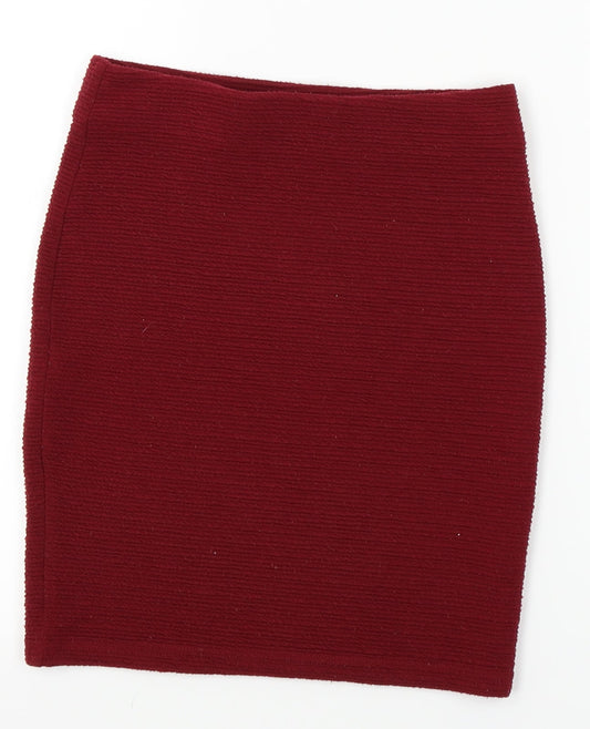 New Look Womens Red  Knit Straight & Pencil Skirt Size S