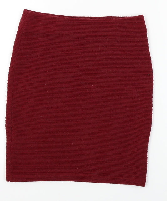 New Look Womens Red  Knit Straight & Pencil Skirt Size S