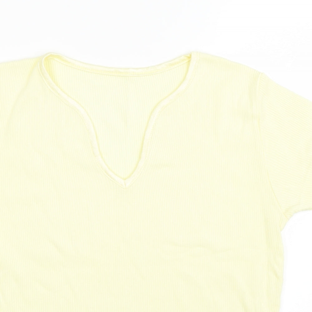 Womens UK Size 16 Etam Yellow Basic T-Shirt