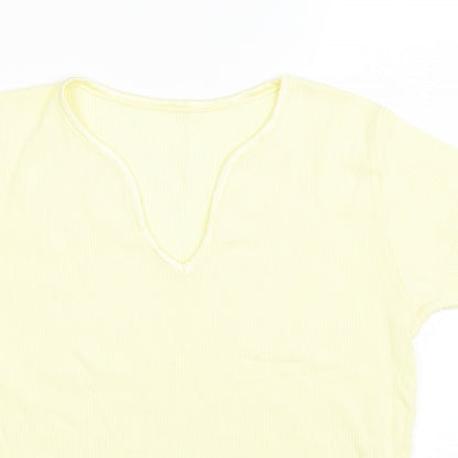 Womens UK Size 16 Etam Yellow Basic T-Shirt