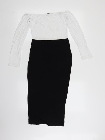 PRETTYLITTLETHING Womens Black   Pencil Dress  Size 10