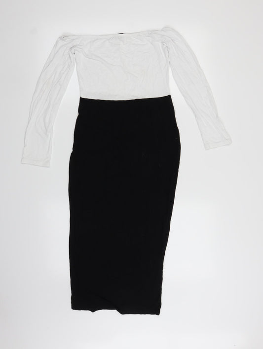 PRETTYLITTLETHING Womens Black   Pencil Dress  Size 10