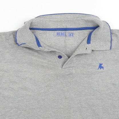 Rebel Boys Grey   Basic Polo Size 12-13 Years