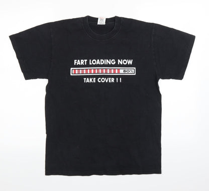 Womens UK Size M Fruit of the Loom Black Basic T-Shirt