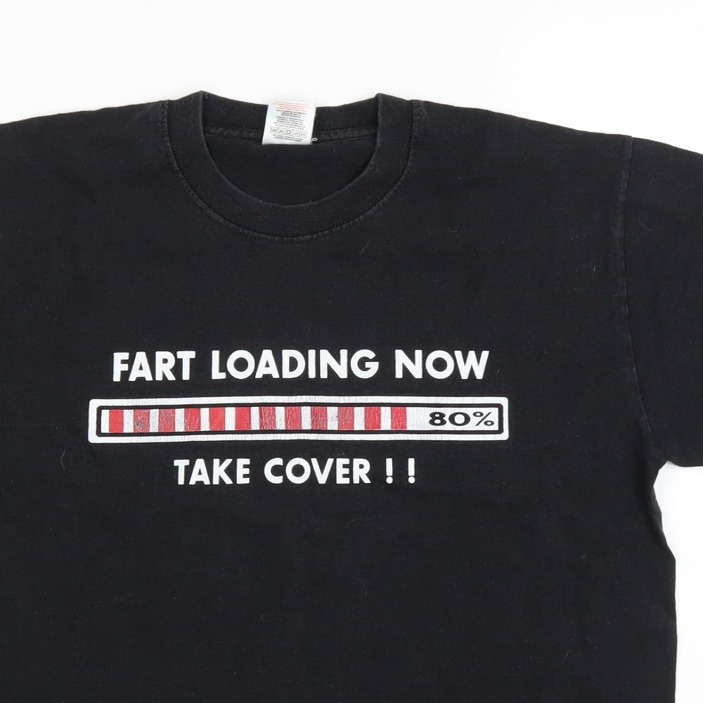 Womens UK Size M Fruit of the Loom Black Basic T-Shirt