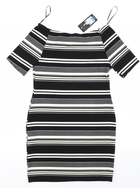 New Look Womens Black Striped  Bodycon  Size 14
