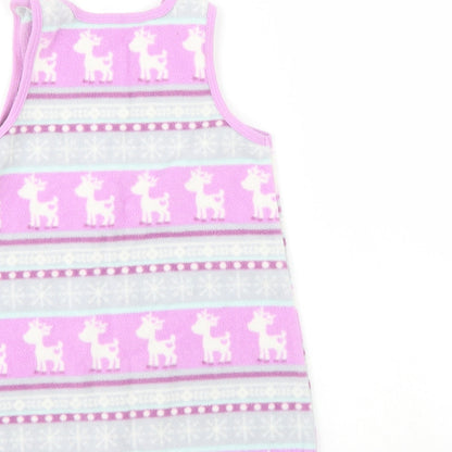 George Girls Multicoloured Animal Print  Pinafore/Dungaree Dress  Size 12-18 Months