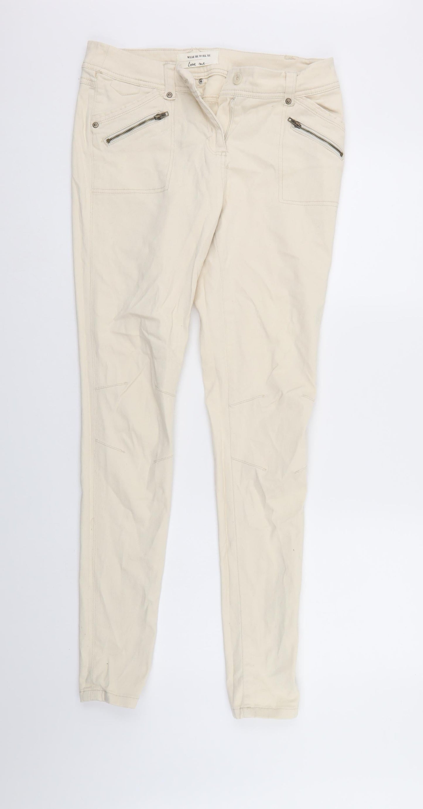 New Look Womens Ivory  Denim Tapered Jeans Size 10 L31 in