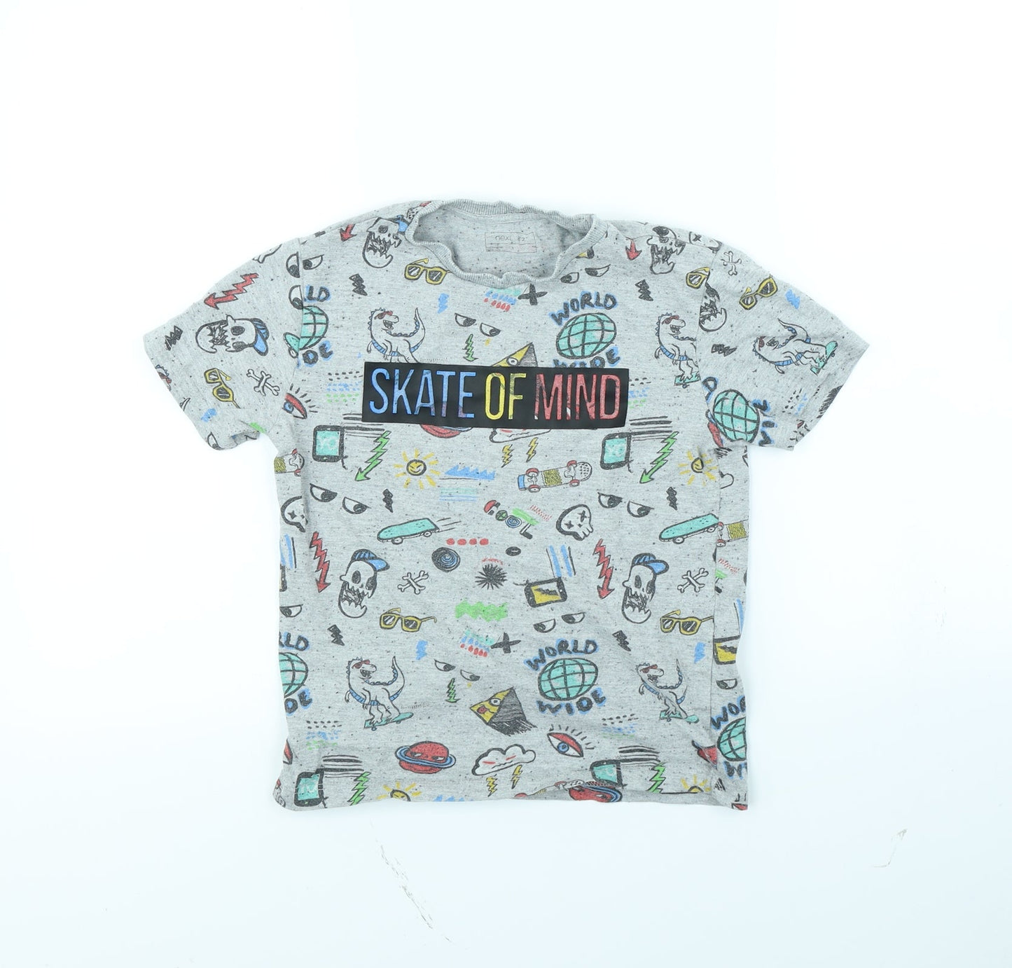 NEXT Boys Grey Spotted  Basic T-Shirt Size 7 Years