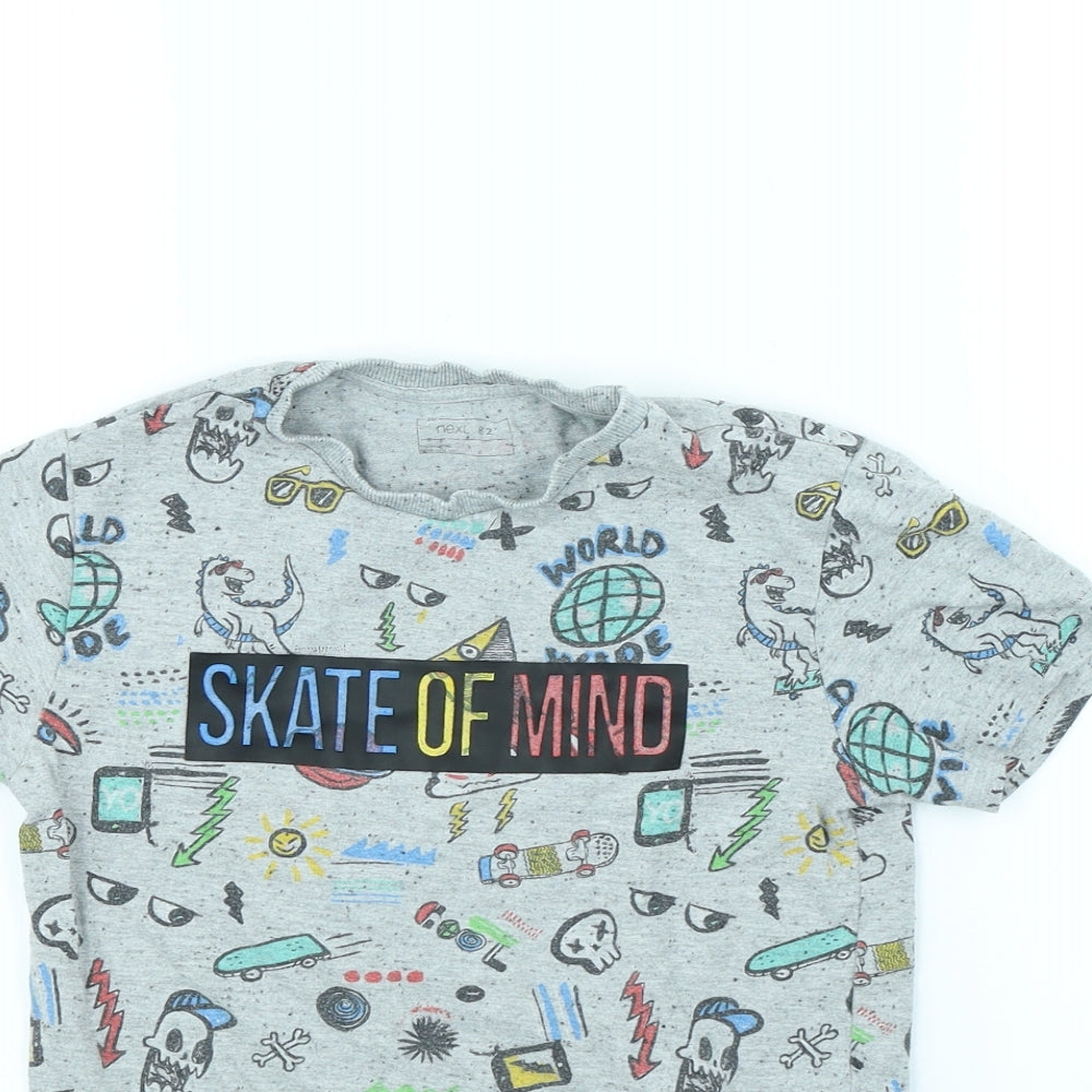 NEXT Boys Grey Spotted  Basic T-Shirt Size 7 Years