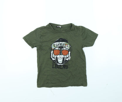 Pep & co Boys Green   Basic T-Shirt Size 7 Years