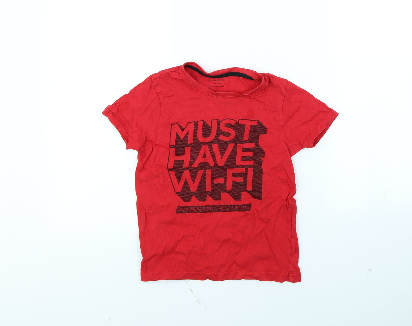 Primark Boys Red   Basic T-Shirt Size 7 Years
