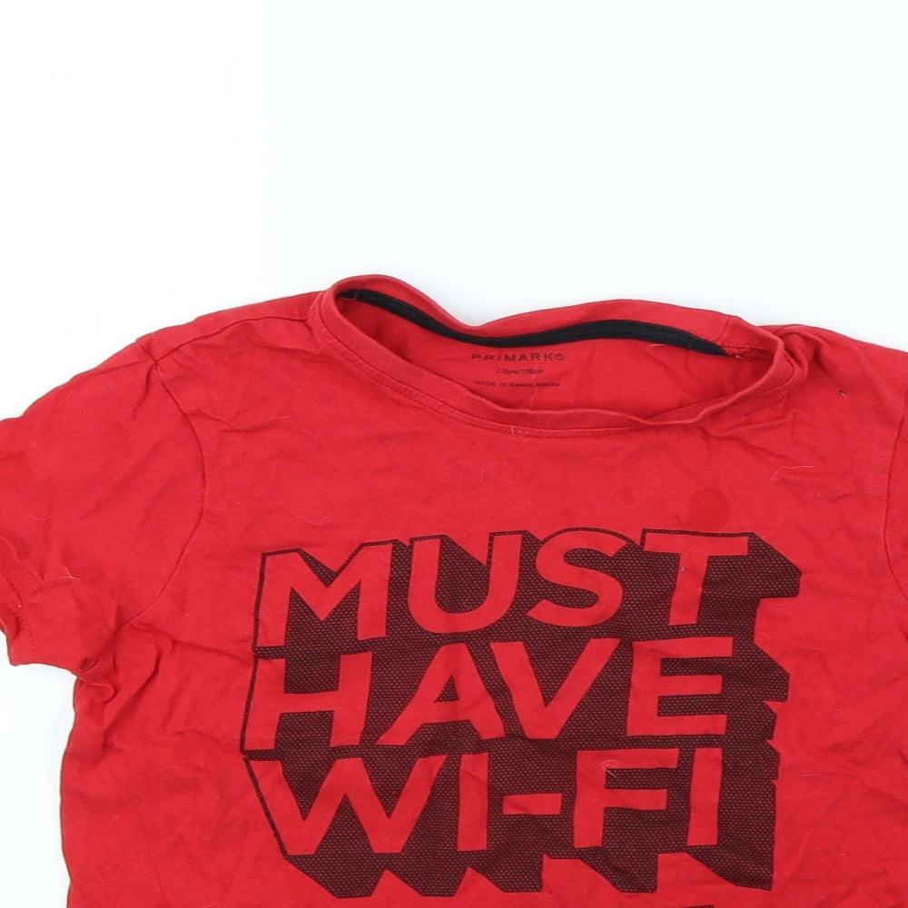 Primark Boys Red   Basic T-Shirt Size 7 Years