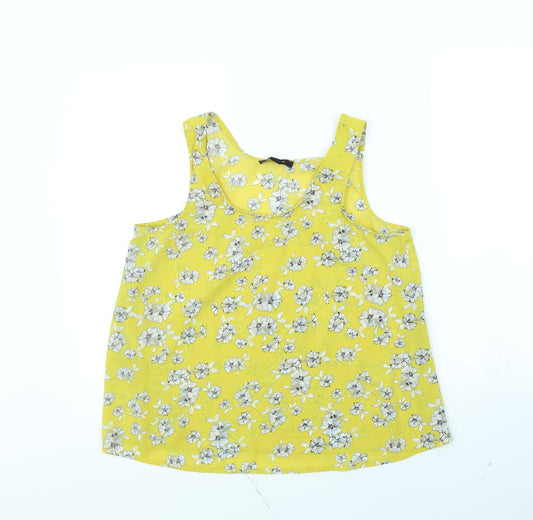 Atmosphere Womens Yellow Floral  Basic Tank Size 12