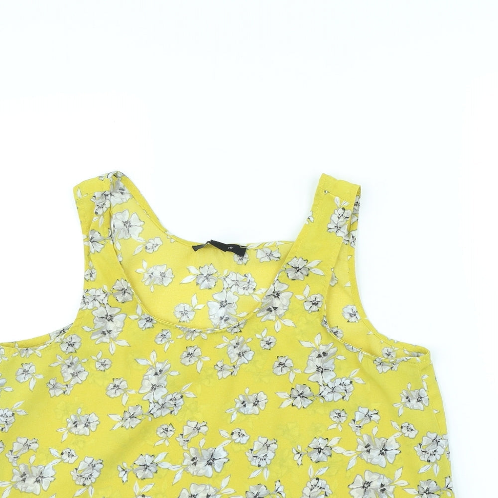 Atmosphere Womens Yellow Floral  Basic Tank Size 12