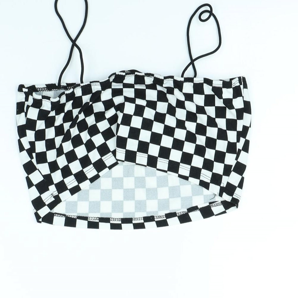 Shein   Womens Black Check  Cropped Tank Size S