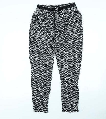 New Look Womens Black Geometric  Trousers  Size 10 L27 in