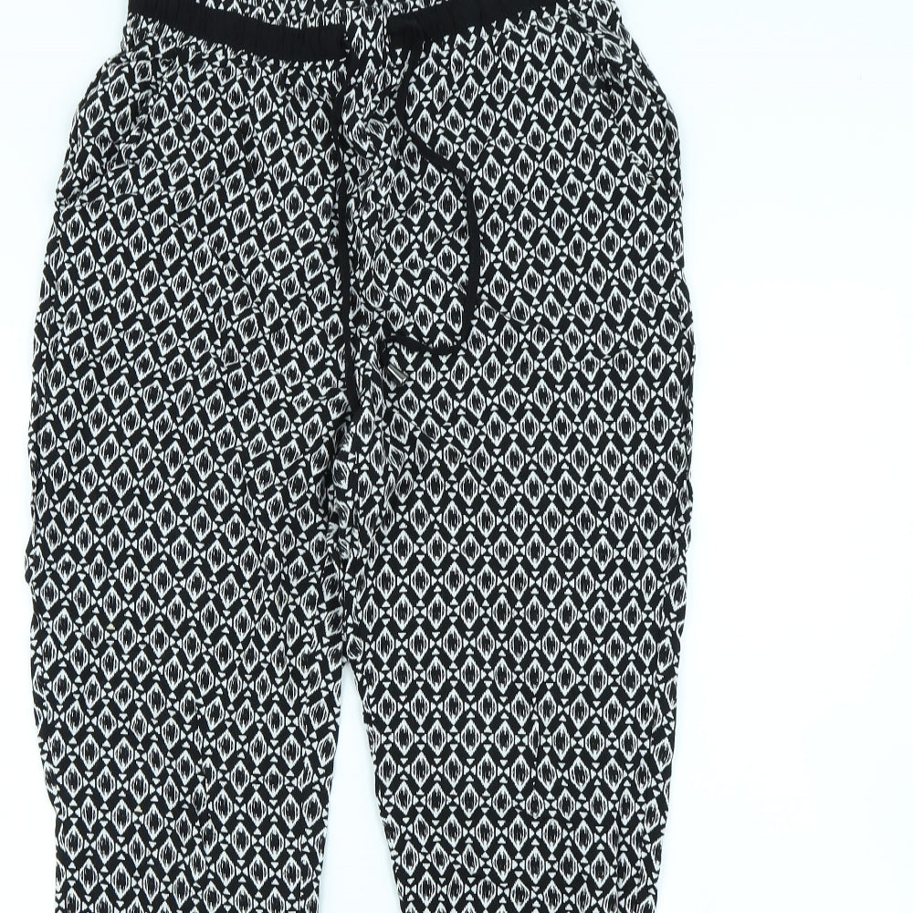 New Look Womens Black Geometric  Trousers  Size 10 L27 in