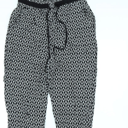 New Look Womens Black Geometric  Trousers  Size 10 L27 in