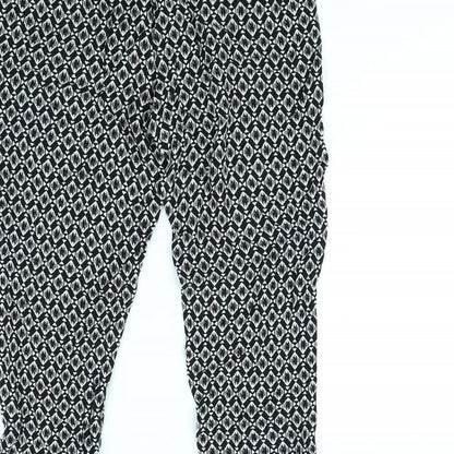 New Look Womens Black Geometric  Trousers  Size 10 L27 in