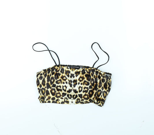 pretty little thing Womens Brown Animal Print  Basic Tank Size 8