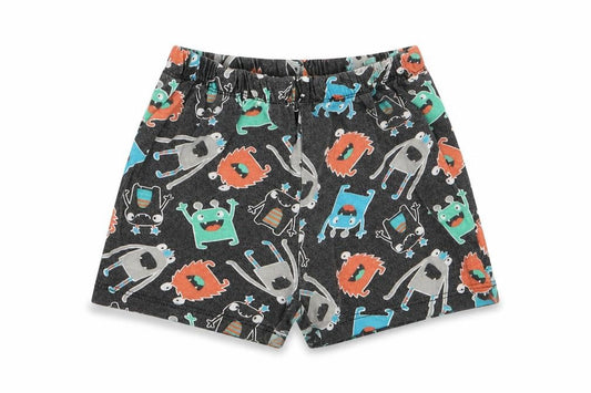 Preworn Boys Black Animal Print  Sweat Shorts Size 2 Years - monster