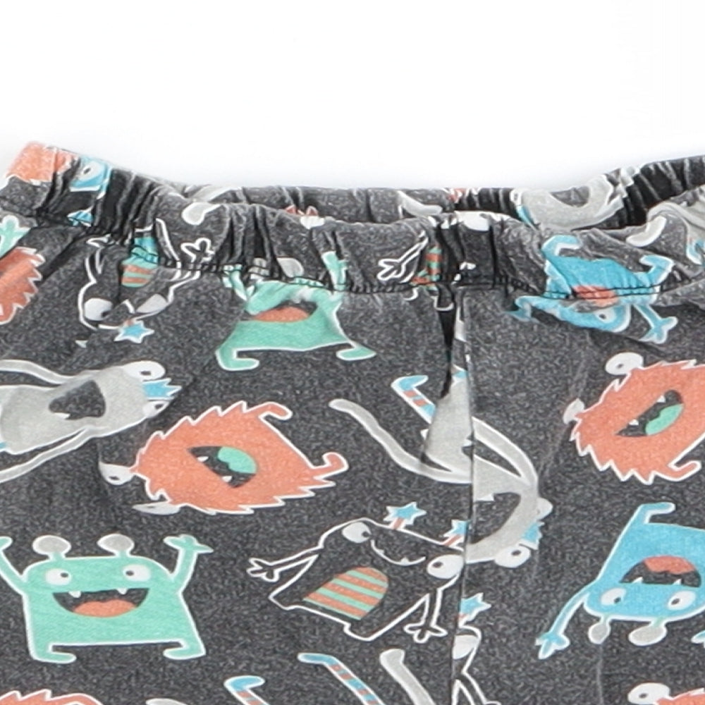 Preworn Boys Black Animal Print  Sweat Shorts Size 2 Years - monster