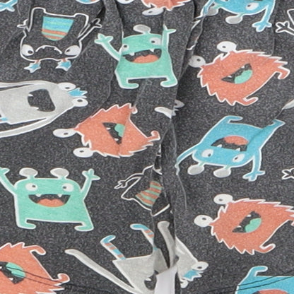 Preworn Boys Black Animal Print  Sweat Shorts Size 2 Years - monster