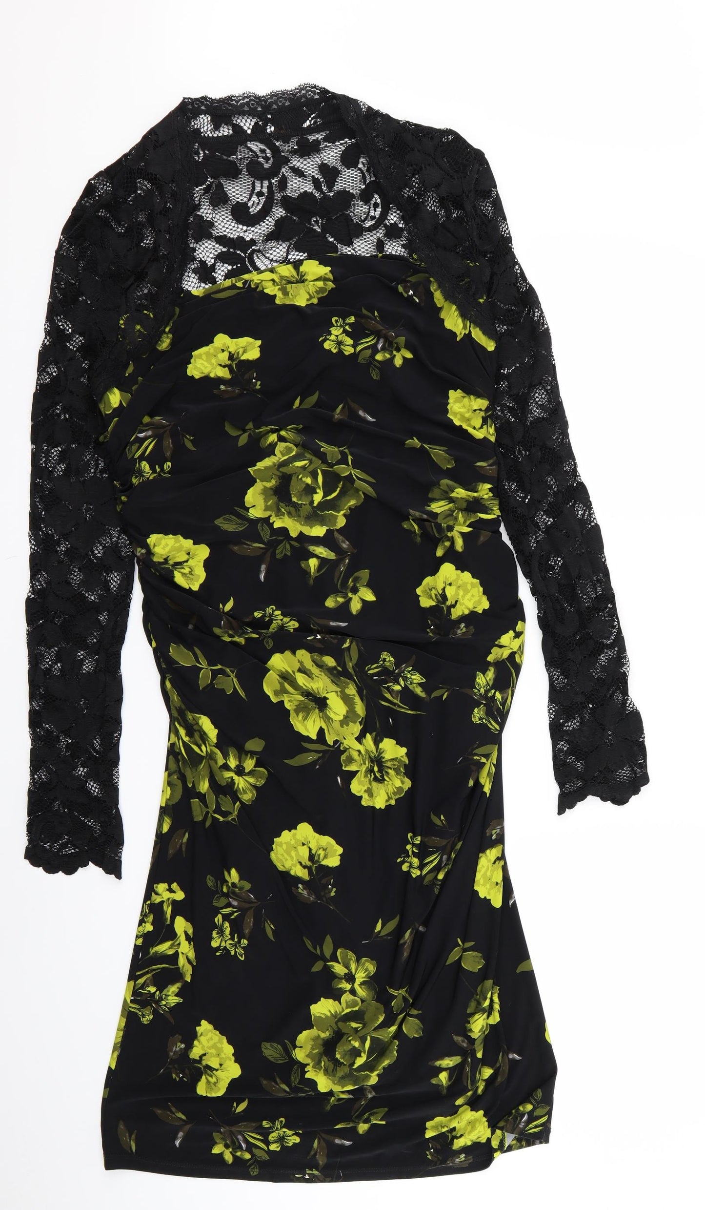 preorn Womens Black Floral  Fit & Flare  Size M