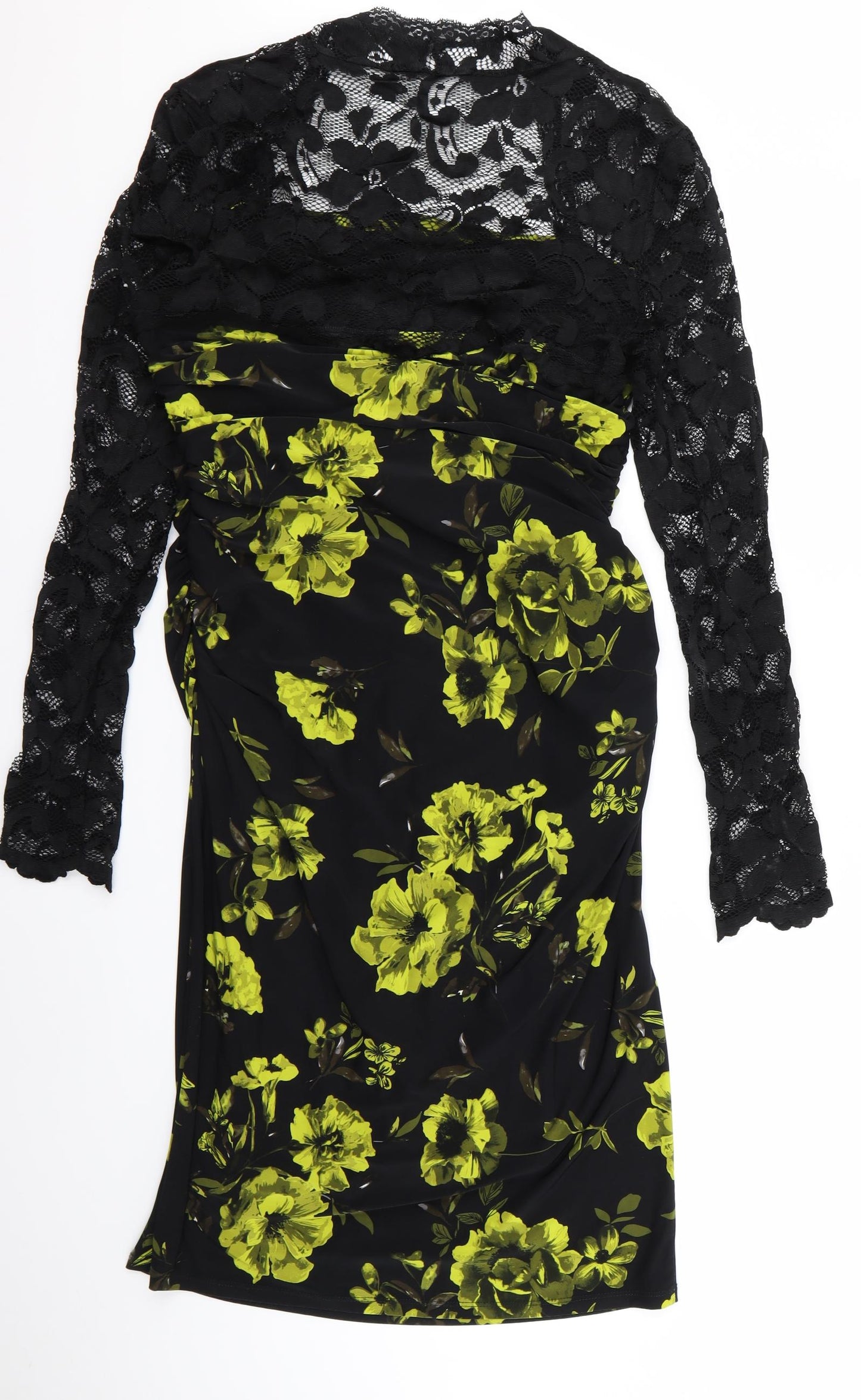 preorn Womens Black Floral  Fit & Flare  Size M