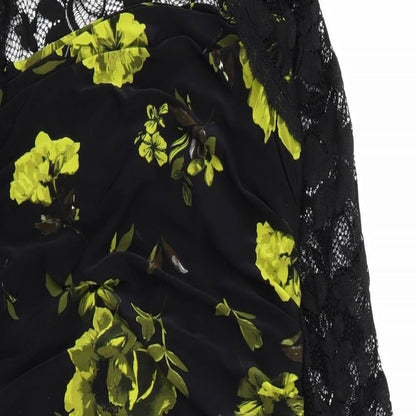 preorn Womens Black Floral  Fit & Flare  Size M