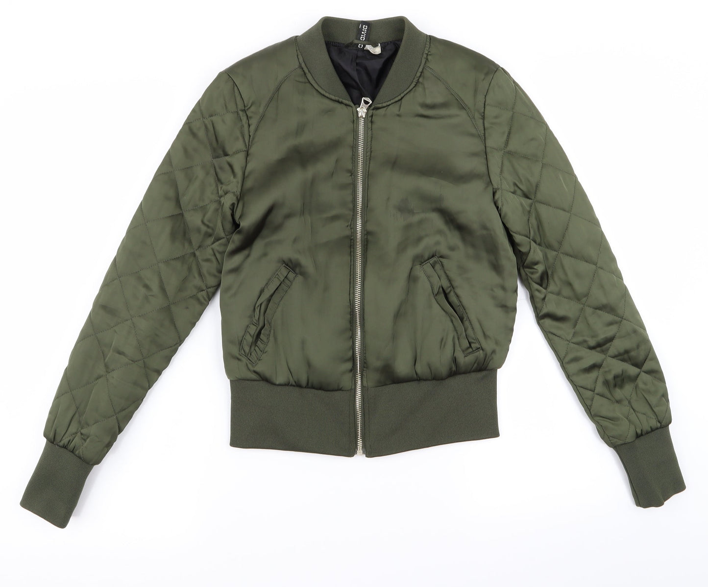 Womens UK Size 4 Divided Green Bomber Jacket