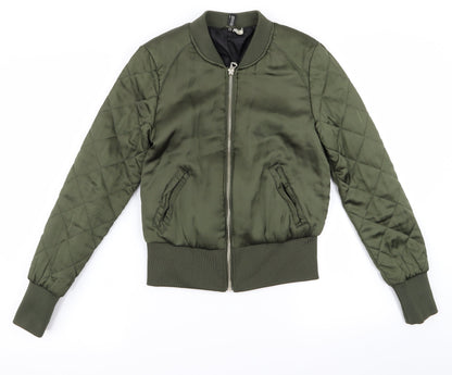 Womens UK Size 4 Divided Green Bomber Jacket