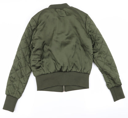 Womens UK Size 4 Divided Green Bomber Jacket