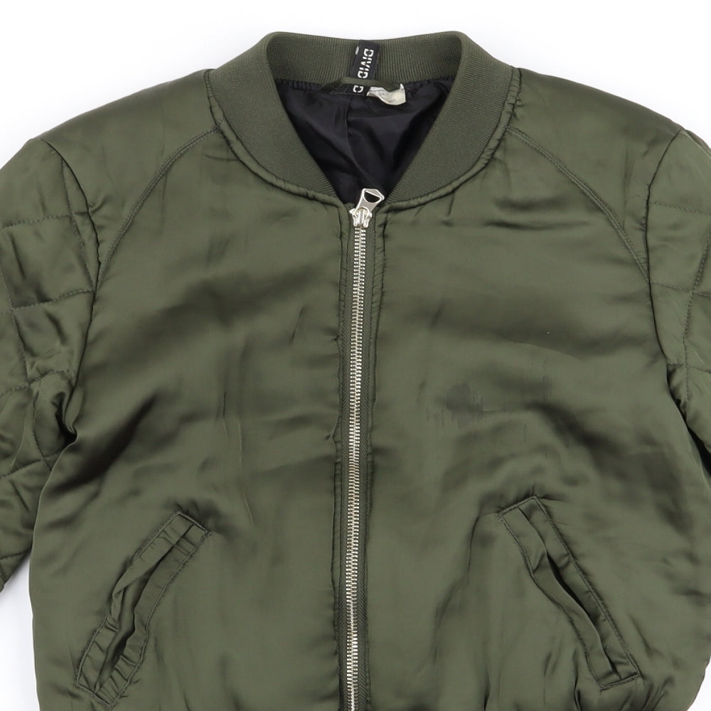 Womens UK Size 4 Divided Green Bomber Jacket