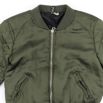Womens UK Size 4 Divided Green Bomber Jacket