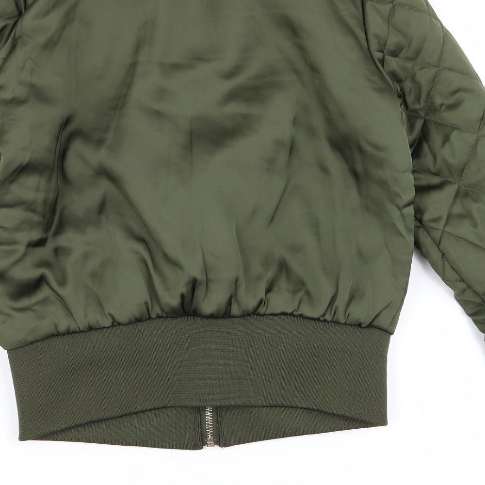 Womens UK Size 4 Divided Green Bomber Jacket