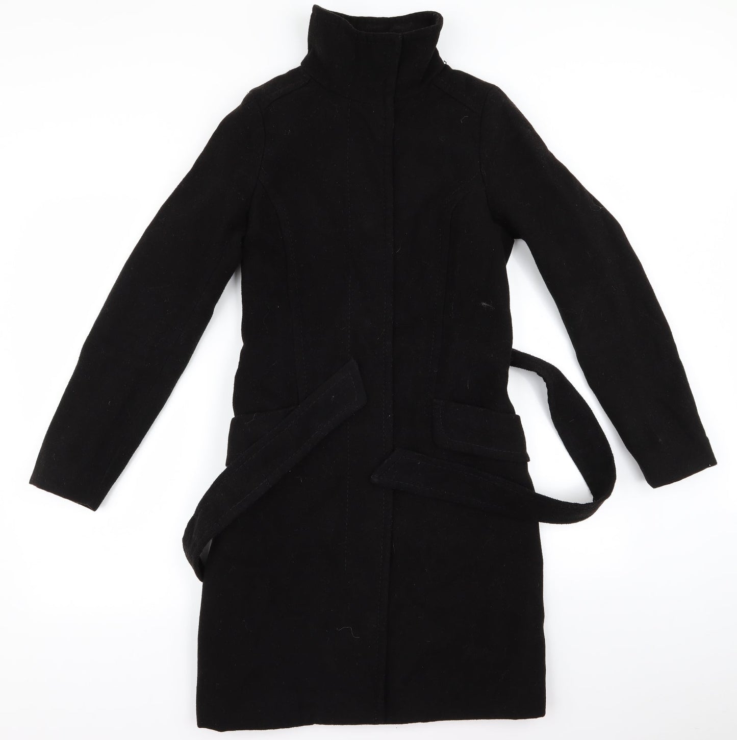 Womens UK Size 2 H&M Black Overcoat